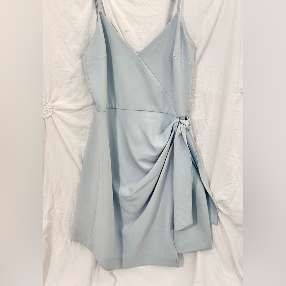 French Connection Light Dream Blue Whisper V Nk Bow Envl Dress Sz 4 NEW